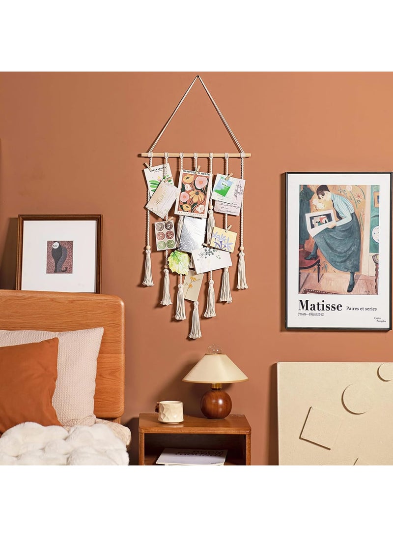 SOLARAE Beige Hanging Photo Display Wall Art - for Birthday Parties, Bedrooms & Dorms, Ideal for Photos, Prints & Artwork Showcase - Image 3