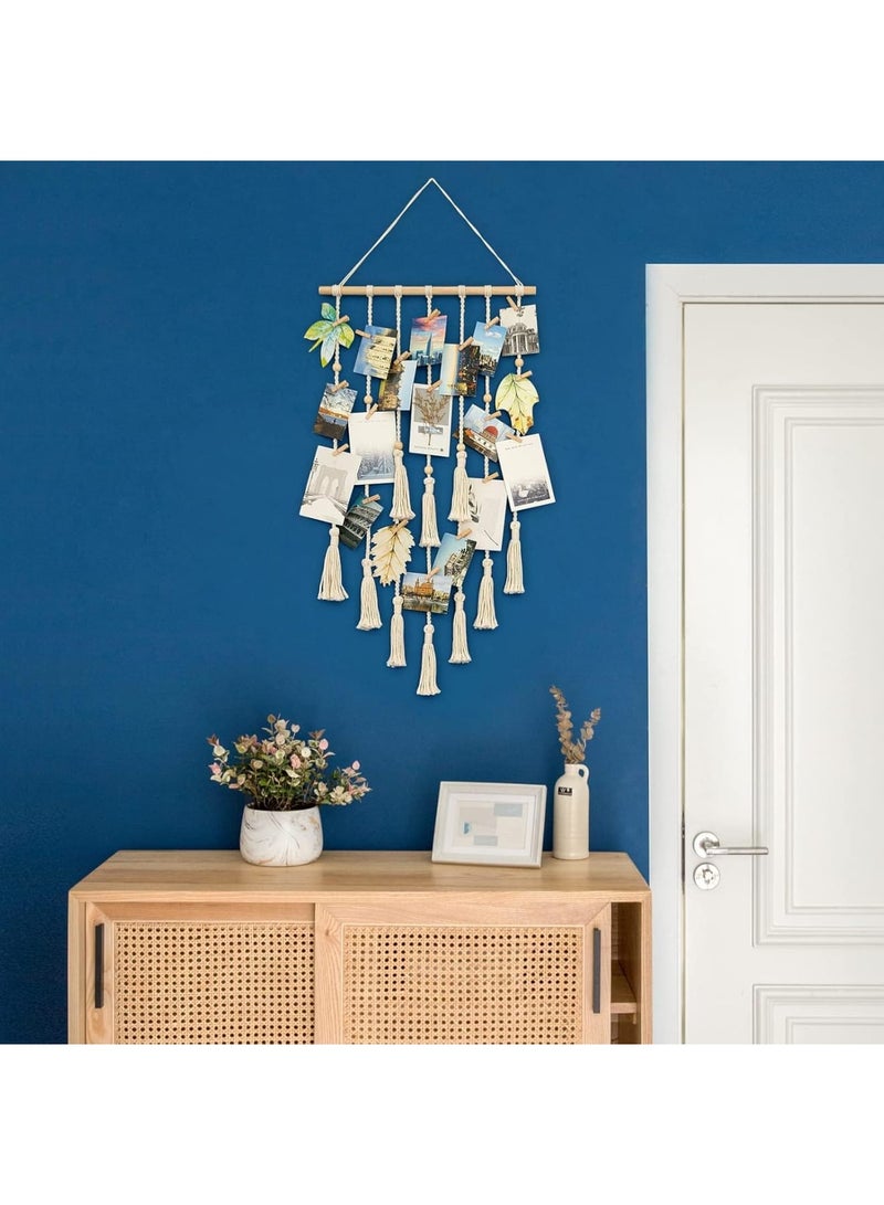 SOLARAE Beige Hanging Photo Display Wall Art - for Birthday Parties, Bedrooms & Dorms, Ideal for Photos, Prints & Artwork Showcase - Image 2