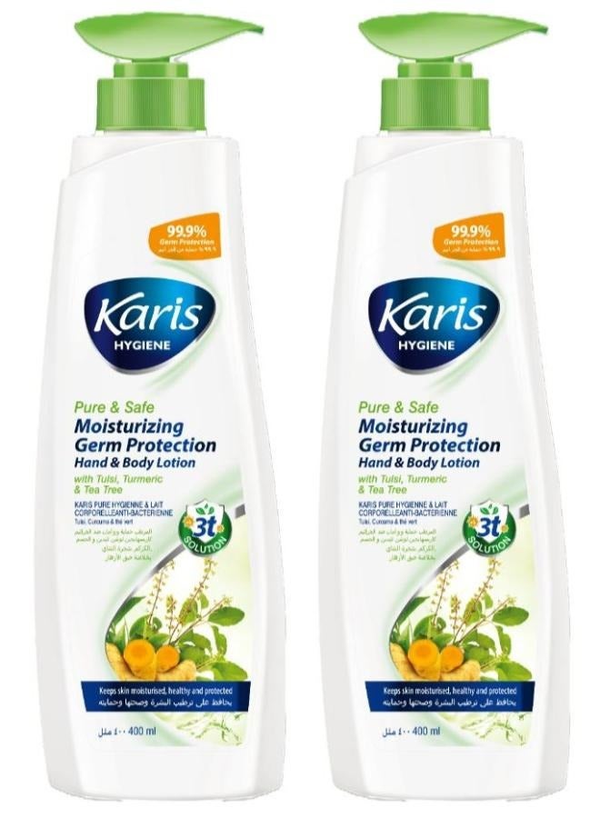 2 Pcs Karis Moisturizing Germ Protection Hand And Body  Lotion 400Ml