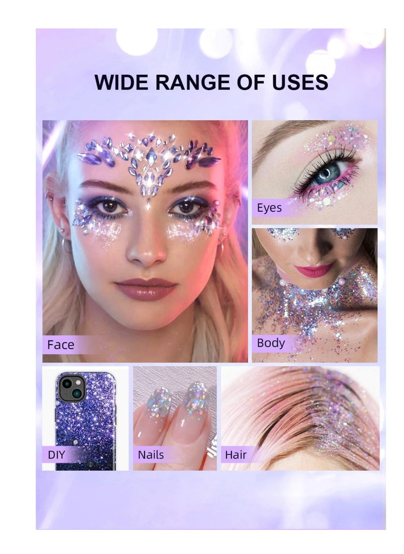 SYOSI - 3 Pack Body Glitter Gel for Face Hair and Lip Makeup Long Lasting Safe and Easy to Use Waterproof Color Changing Sparkling Liquid Sequins for Music Festivals Parties Women's Gift Tricolor - Image 1