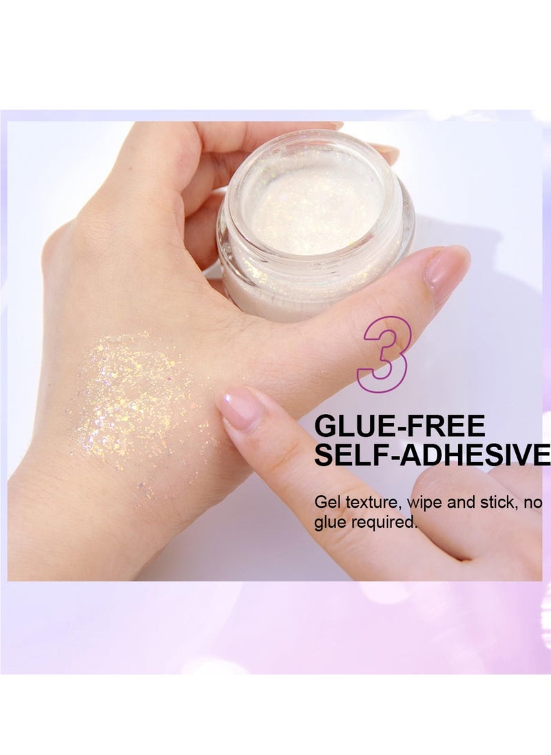 SYOSI - 3 Pack Body Glitter Gel for Face Hair and Lip Makeup Long Lasting Safe and Easy to Use Waterproof Color Changing Sparkling Liquid Sequins for Music Festivals Parties Women's Gift Tricolor - Image 1