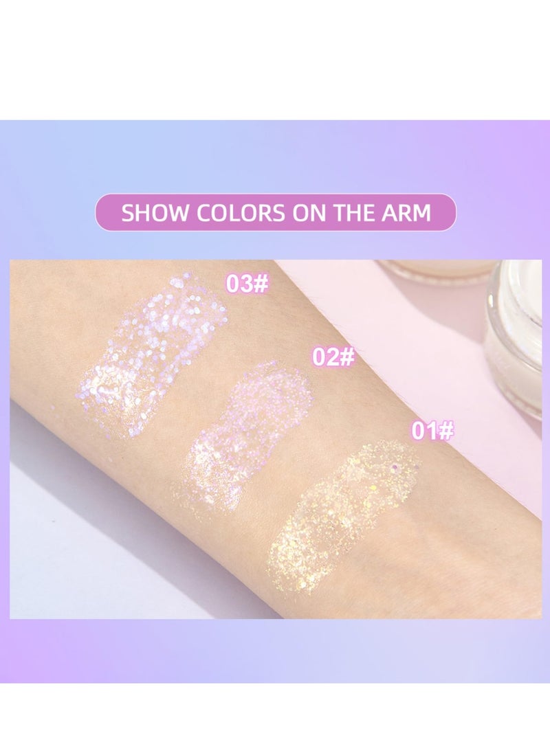 SYOSI - 3 Pack Body Glitter Gel for Face Hair and Lip Makeup Long Lasting Safe and Easy to Use Waterproof Color Changing Sparkling Liquid Sequins for Music Festivals Parties Women's Gift Tricolor - Image 1