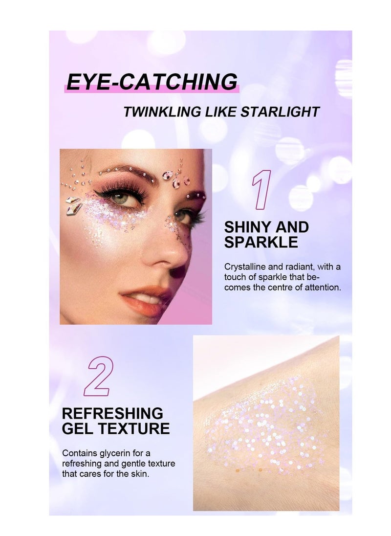 SYOSI - 3 Pack Body Glitter Gel for Face Hair and Lip Makeup Long Lasting Safe and Easy to Use Waterproof Color Changing Sparkling Liquid Sequins for Music Festivals Parties Women's Gift Tricolor - Image 1