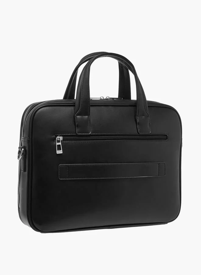 دوتشيني Men's Panelled Laptop Bag with Handles and Detachable Strap