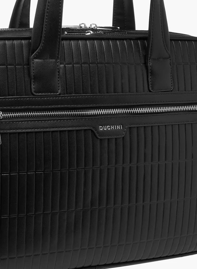 دوتشيني Men's Panelled Laptop Bag with Handles and Detachable Strap