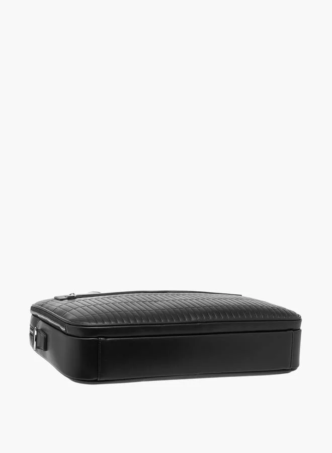 دوتشيني Men's Panelled Laptop Bag with Handles and Detachable Strap