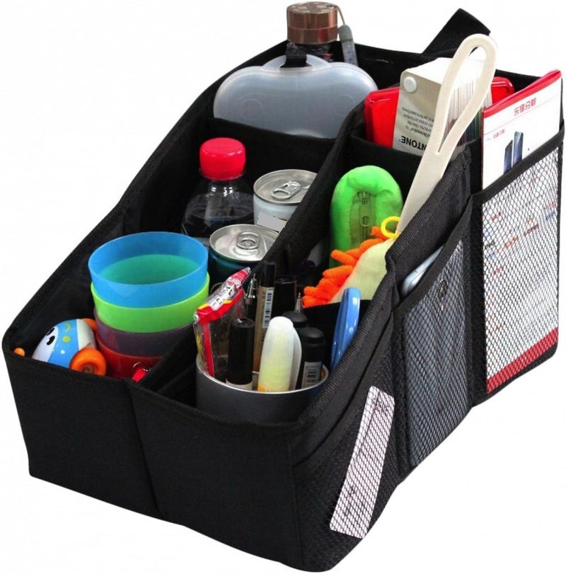 AutoMuko Car Organizer, Car Console Organizer with 6 Large Pockets, + Adjustable Dividers for Keeping Miscellaneous Items Organized- Use in Front or Back to Store Kids’ Toys, Books, Snacks etc - Image 1