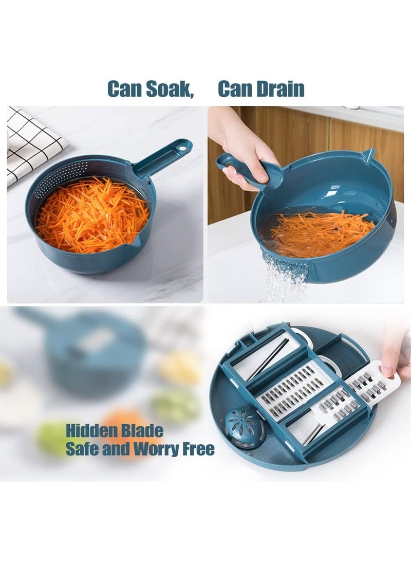 SUKILO 12 in 1 Leachable Vegetable Chopper with 7 Cutting Inserts, Multifunctional Food Chopper Adjustable Thickness, Kitchen Vegetable Mandoline Slicer Dicer Cutter for Ginger, Potatoes, Carrots, etc  - Image 4