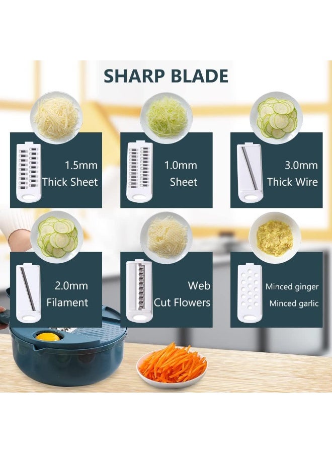 SUKILO 12 in 1 Leachable Vegetable Chopper with 7 Cutting Inserts, Multifunctional Food Chopper Adjustable Thickness, Kitchen Vegetable Mandoline Slicer Dicer Cutter for Ginger, Potatoes, Carrots, etc  - Image 5