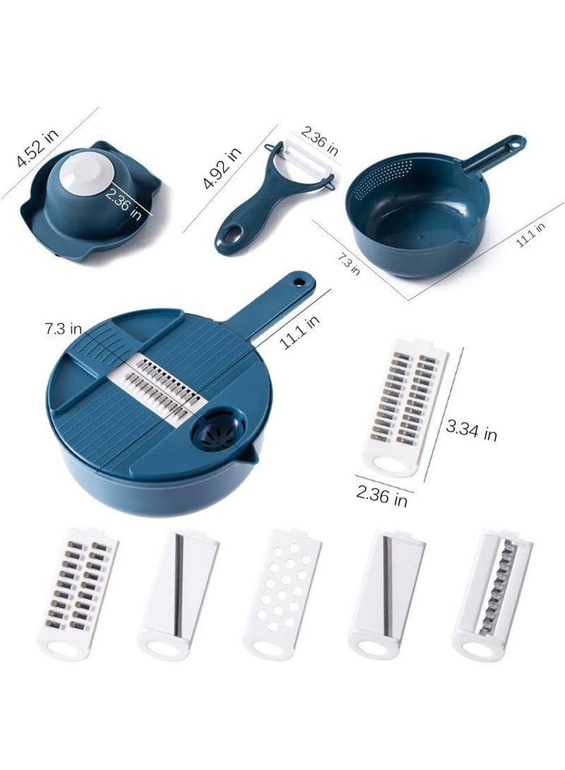 SUKILO 12 in 1 Leachable Vegetable Chopper with 7 Cutting Inserts, Multifunctional Food Chopper Adjustable Thickness, Kitchen Vegetable Mandoline Slicer Dicer Cutter for Ginger, Potatoes, Carrots, etc  - Image 2