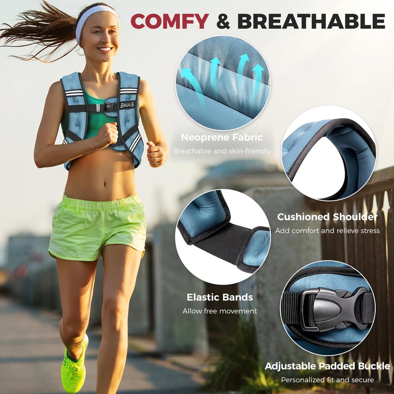 BAGAIL Comfort-Fit Weighted Vest for Woman, Even Weight Distribution, Faster Weight Loss, No-Chafe or Bounce for Walking & Running with Detachable Phone Pouch & Reflective Stripes (Available 5-30lbs) - Image 2