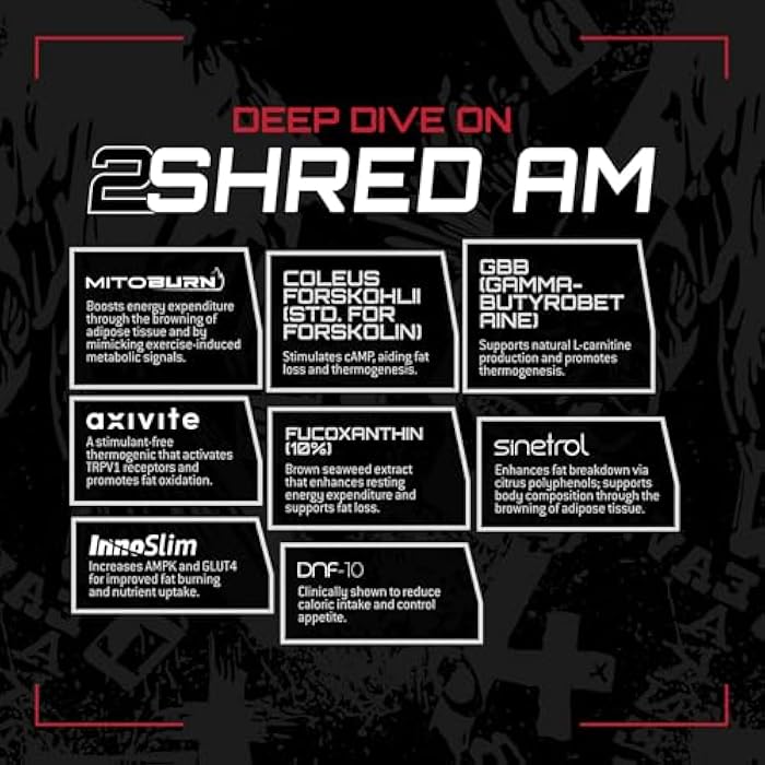 UNMATCHED نظام إدارة الوزن غير المنبه 2Shred AM + PM | توليد الحرارة، حرق الدهون، والتحكم في الشهية | 180 كبسولة نباتية، إمداد لمدة 30 يومًا - Image 4