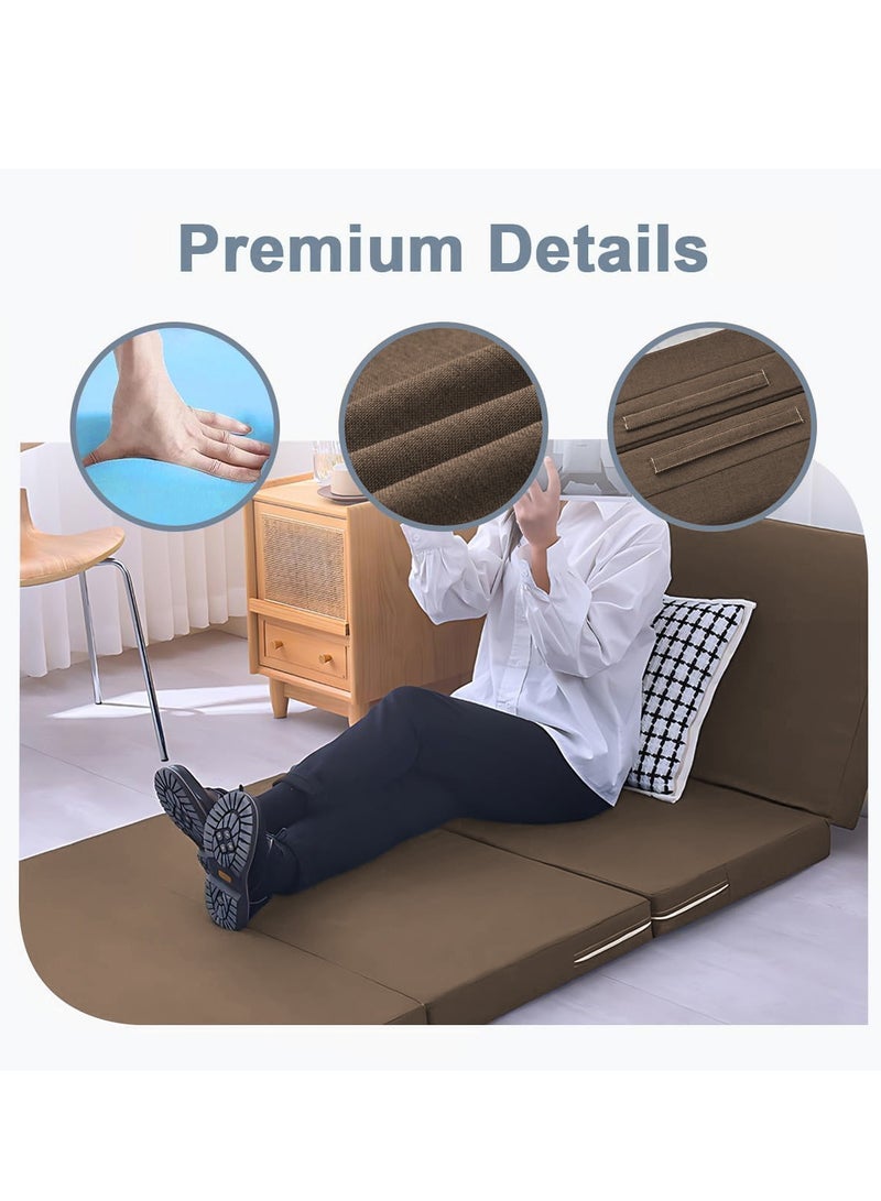 XiuWoo Portable 4-Folding Thick Foam Mattress, Foldable Bed, Guest Beds, Portable Bed, Topper Guest Mat, Sleeping Pad, Floor Nap with Breathable & Washable Cover - Image 3