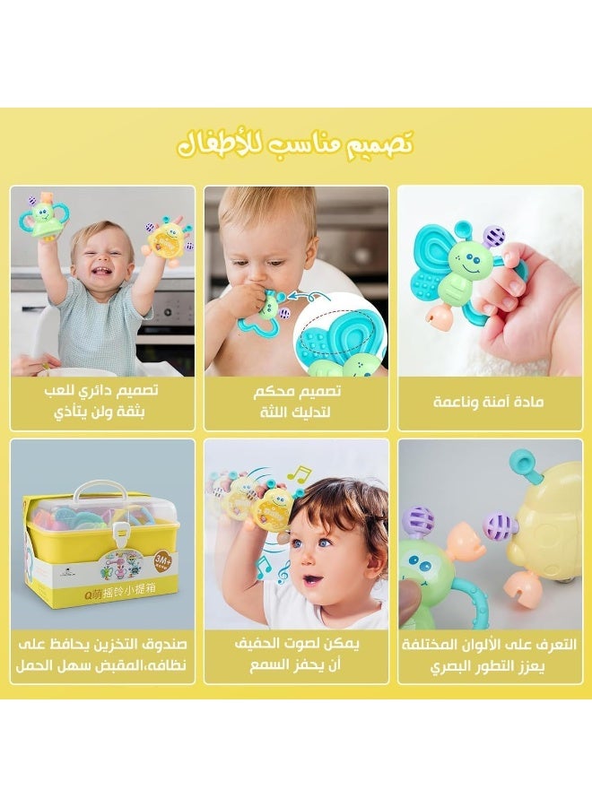 Baby Rattle & Teether Sensory Play Set (7 Pieces) - Safe & Stimulating Toys for Infant Development - Image 5