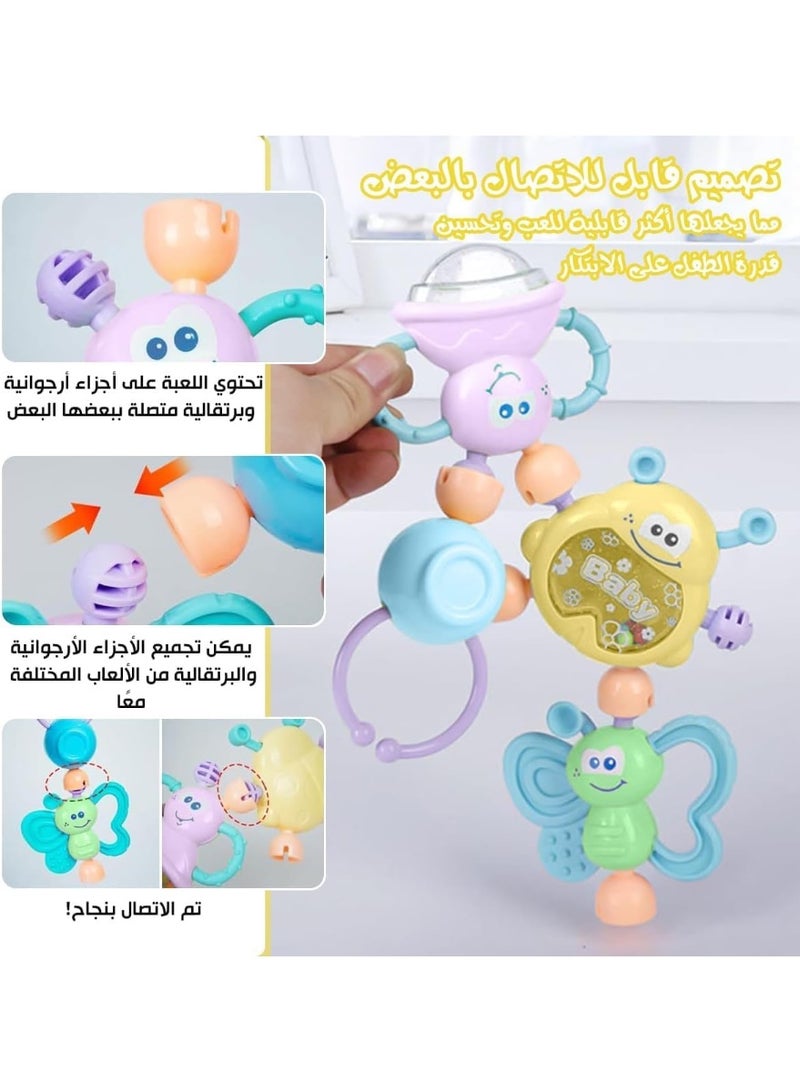 Baby Rattle & Teether Sensory Play Set (7 Pieces) - Safe & Stimulating Toys for Infant Development - Image 4