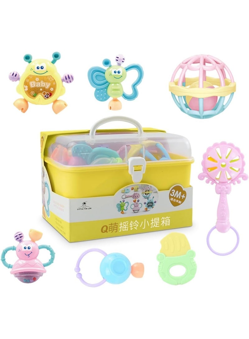 Baby Rattle & Teether Sensory Play Set (7 Pieces) - Safe & Stimulating Toys for Infant Development - Image 1