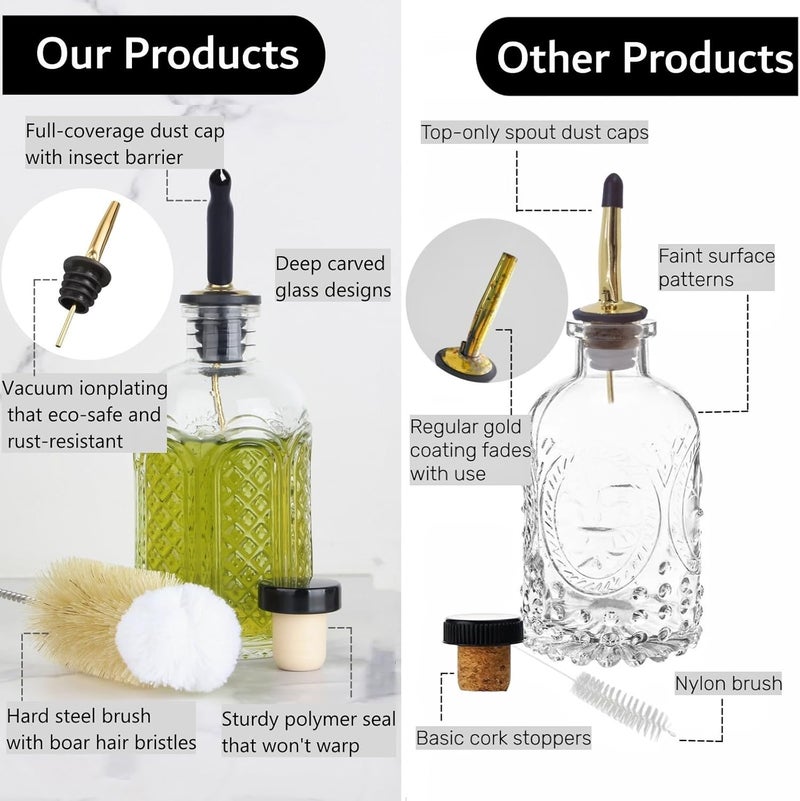 Shining Craft Simple Syrup Bottles Set of 6, Glass Coffee Syrup Dispenser Bottles 7 OZ With Metal Pour Spout, Labels and Stopper, Glass Syrup Dispenser for Maple Honey Syrup Oil and Sauces, SC060 - Image 5