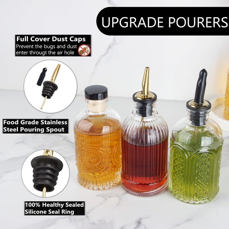 Shining Craft Simple Syrup Bottles Set of 6, Glass Coffee Syrup Dispenser Bottles 7 OZ With Metal Pour Spout, Labels and Stopper, Glass Syrup Dispenser for Maple Honey Syrup Oil and Sauces, SC060 - Image 3