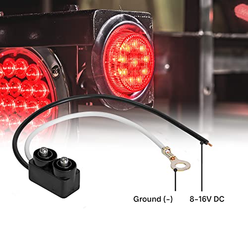 ONLINE LED STORE TRUE MODS 2pc 2" 12V Amber + Red Round LED Clearance Side Marker Light Kit [DOT Approved] [Reflector Lens] [Grommet & Plugs] [Flush-Mount] [Waterproof IP67] for Boat Trailer Semi Truck RV Peterbilt - Image 5