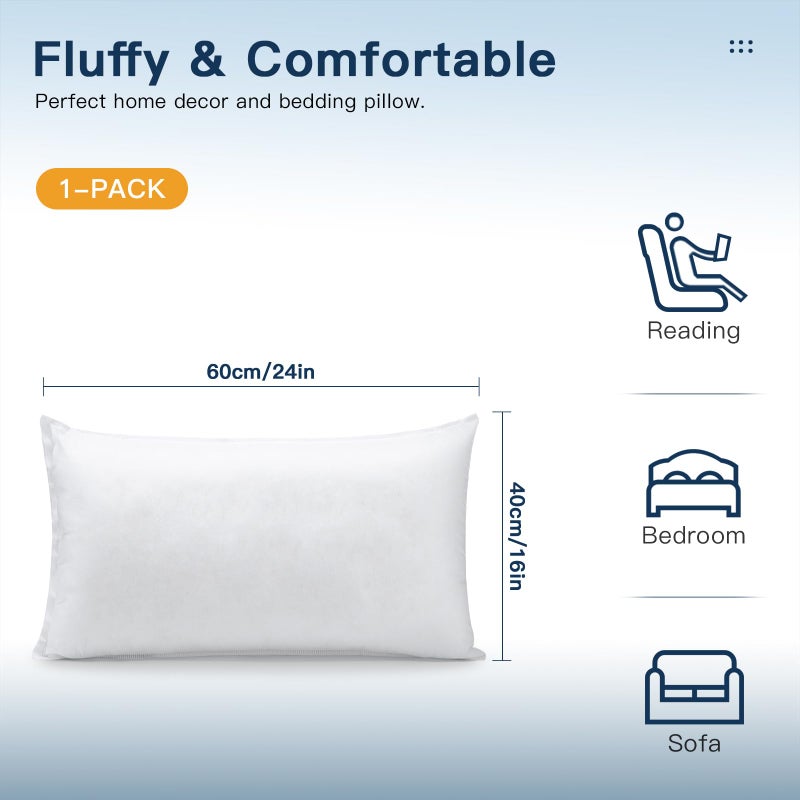 OTOSTAR Pillow Insert 16x24 Inch  Decorative Rectangle Throw Pillow Inserts  Premium Fluffy Pillow Forms Sham Stuffer for Sofa Bed Couch Living Room- Indoor - Image 2