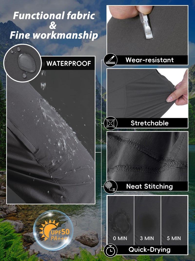 Zoofly Work Pants for Men Waterproof Lightweight Nylon Cargo Flex Tactical Pants Quick Dry Comfortable Elastic Waist (Dark Grey, 38W*34L) - Image 5