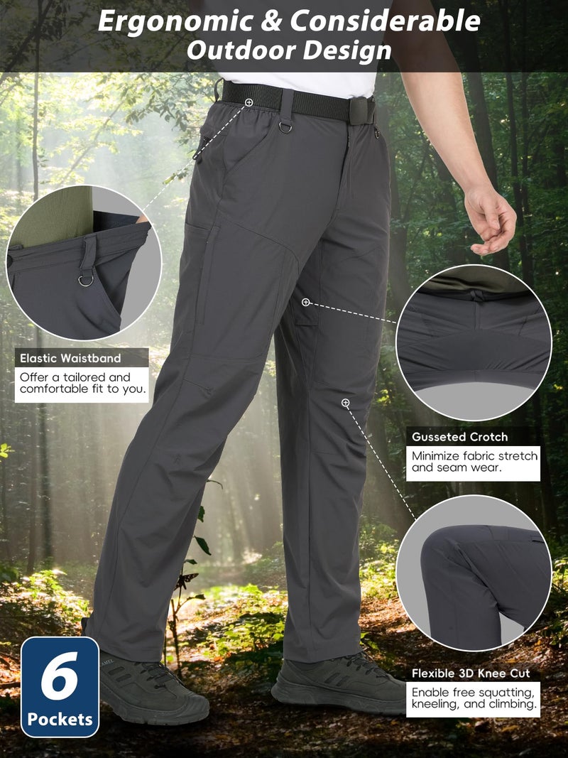Zoofly Work Pants for Men Waterproof Lightweight Nylon Cargo Flex Tactical Pants Quick Dry Comfortable Elastic Waist (Dark Grey, 38W*34L) - Image 4