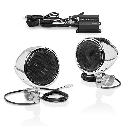 BOSS Audio Systems MC420B 3 Inch Motorcycle Speakers and Amplifier Sound System – Class D Amplifier, Weatherproof, Volume Control, ATV UTV Compatible - Image 1