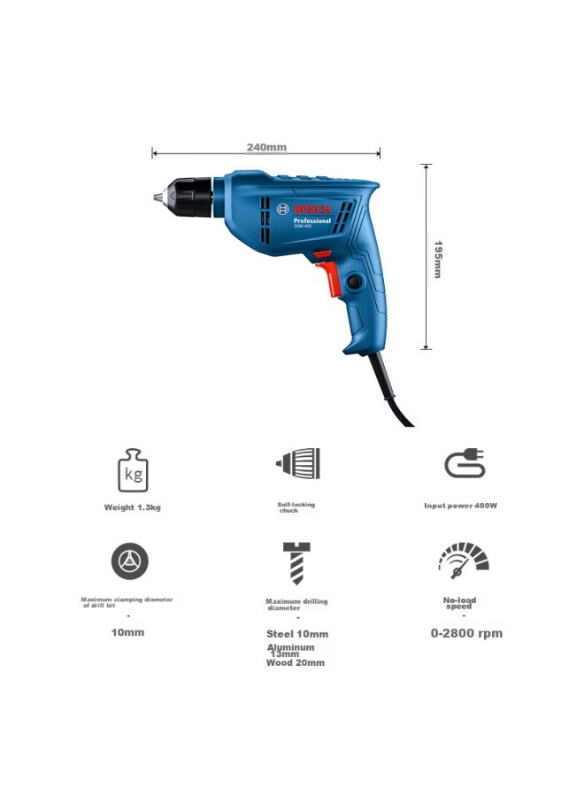 Bosch Gbm 400 Kle Multi-function 400w Electric Screwdriver Drill, Pistol Grip, Self-locking Chuck - Image 1