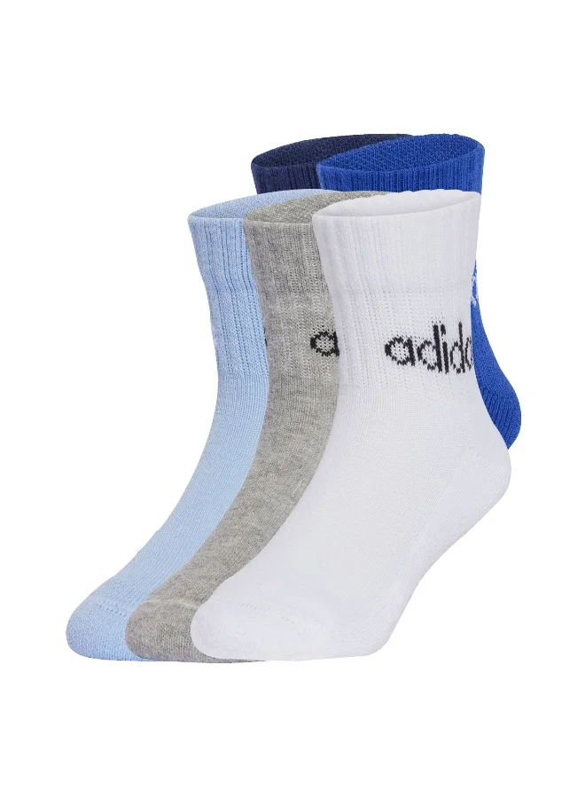 adidas Kids Lin Ank 5P Blue Training Socks For Kids 5.5K - 7K