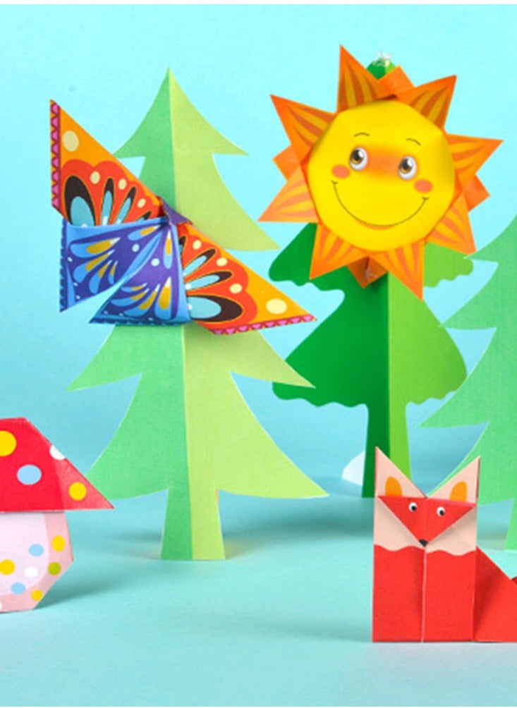Generic - 108-Pieces Children Cartoon DIY Paper-folding Manual Toys Parent Interaction  Education Developmental Toys For 3-10Y Kids Animal Plant Making Tool For Kinds - Image 1