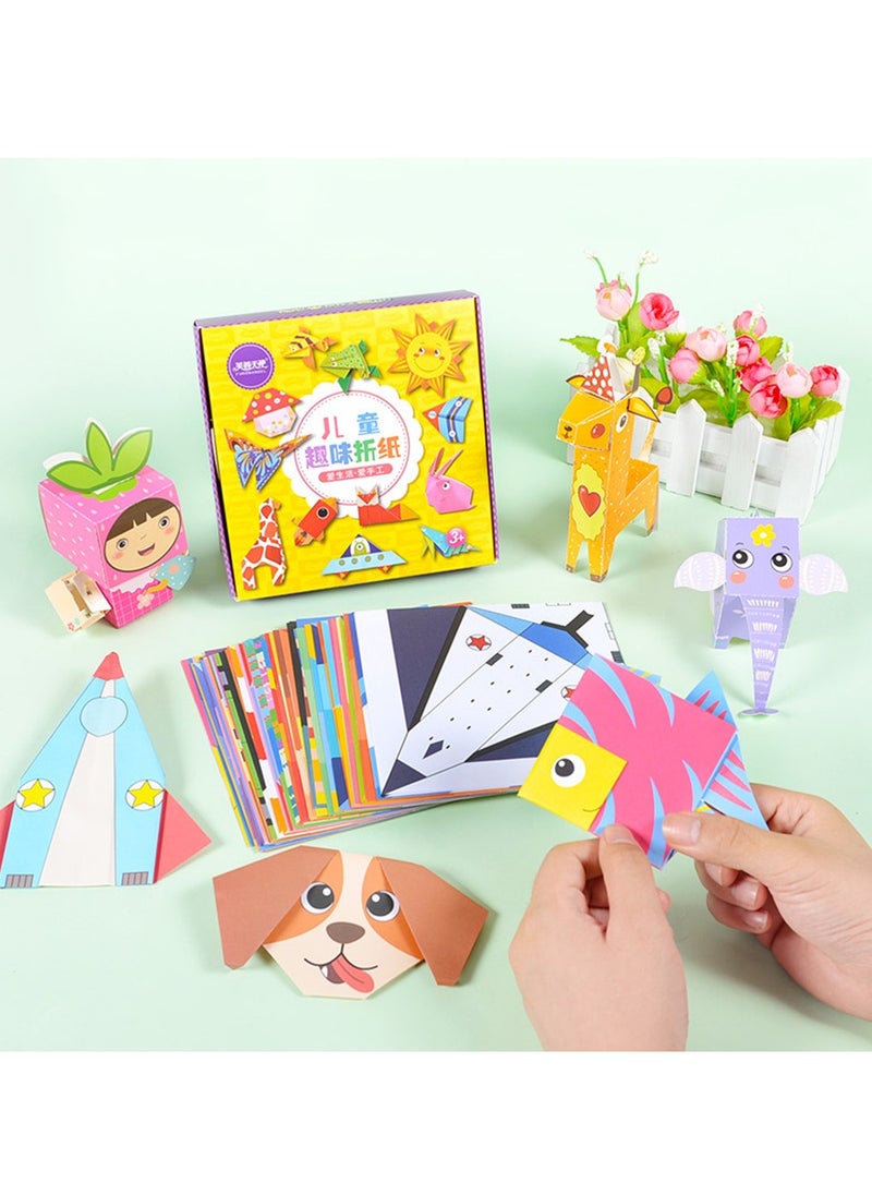 Generic - 108-Pieces Children Cartoon DIY Paper-folding Manual Toys Parent Interaction  Education Developmental Toys For 3-10Y Kids Animal Plant Making Tool For Kinds - Image 1