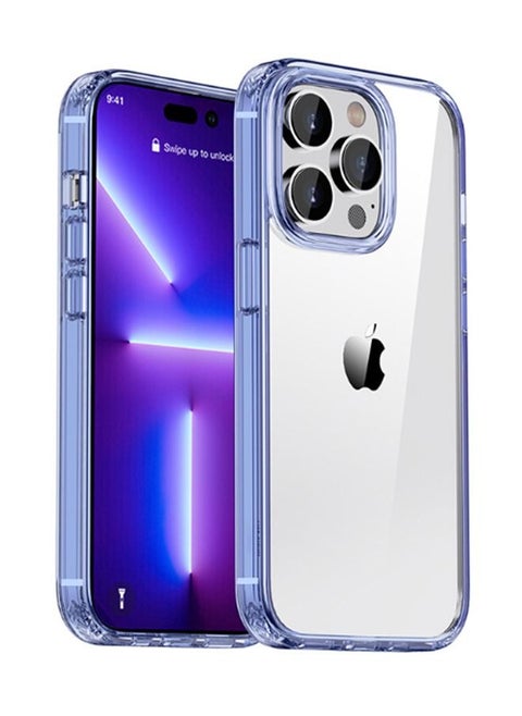 Anti-Drop Non-Yellowing Slim Fit Soft Case Cover For iPhone 14 Pro Clear/Blue 6.1 Inch