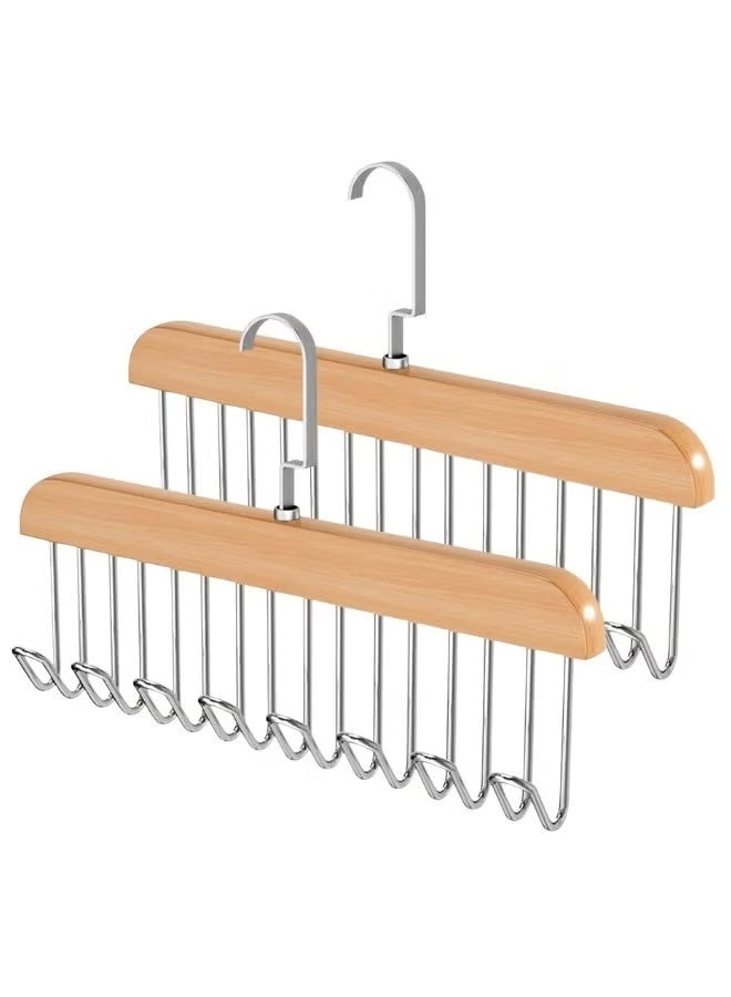 5قطع شماعة خشبية متعدده الوظائف بها 8 خطافات استانلس لتعليق الملابس مصنوعه من الفولاذ المقاوم للصدأ - Image 4