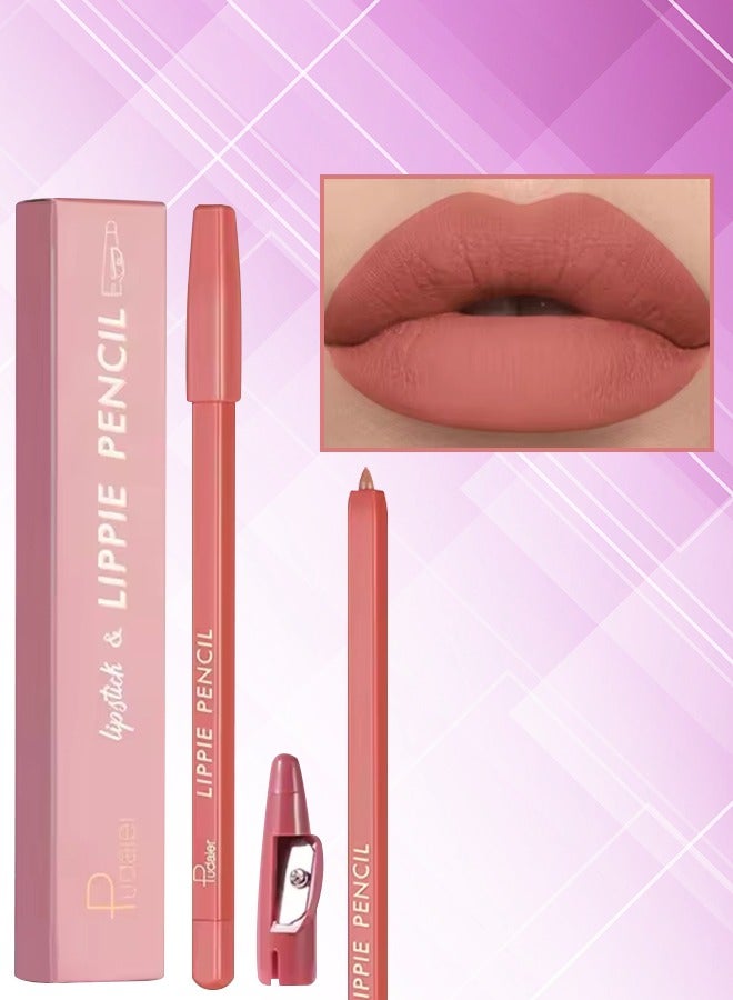 pudaier Lippie Pencil Lipstick with Sharpener Easy to Use Lip Makeup Soft Lipliner Pencil Lip Liner Pencil Matte Waterproof Long Lasting Lipstick Lip Contour Makeup Lip Set Full Color 01 - Image 1