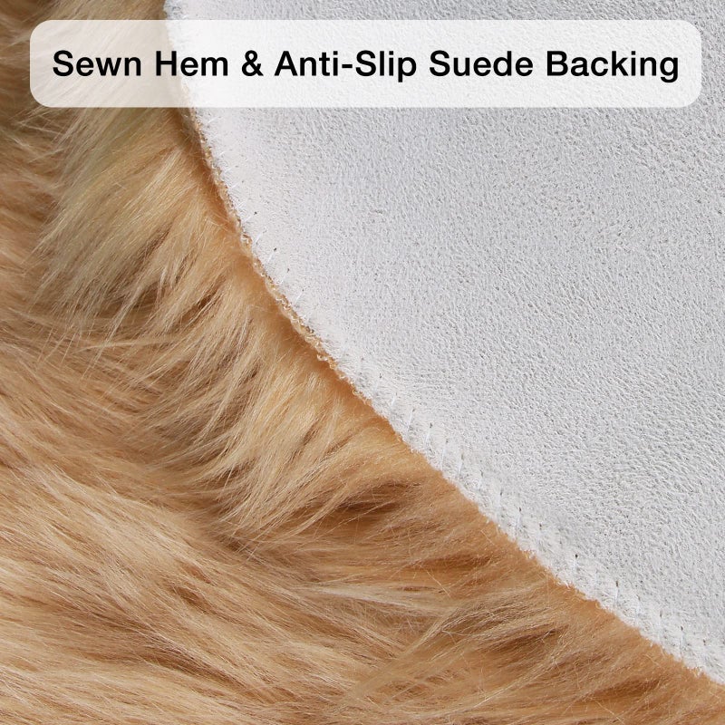 Duduta Beige Sheepskin رمي السجاد 2x3 قدم Ft Fluffy Shag Faux فرو مقعد مقعد ديكور غرفة قابلة للغسل - Image 5