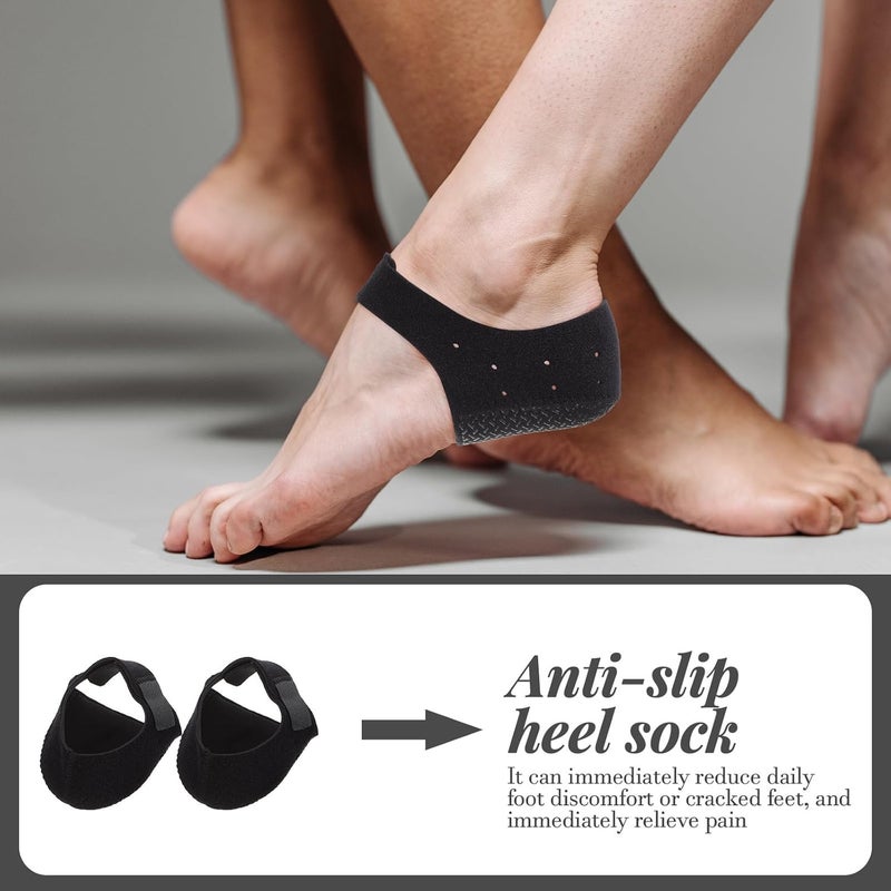 IMIKEYA Silicone Non-Slip Heel Covers Holes 2pcs Black Size S 36-40 Shock-Absorbing Heel Cushions for Foot Protection - Image 5