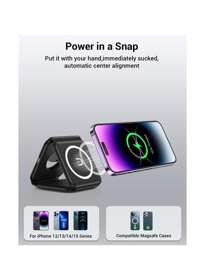 Concretization Wireless Charger 3 in 1,Magnetic Foldable Wireless Charging Station for iPhone 16/15/14/13/12/11 Pro Max/X/Xs Max/8/8 Plus,3/2/pro,iWatch Series 7/6/5/SE/4/3/2,and iPhone - Image 4