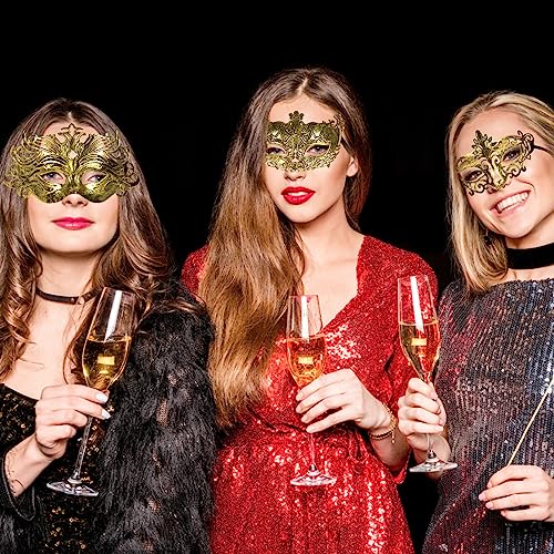 yeload Masquerade Masks 100 Bulk Vintage Masks of Masquerade Party, Venetian, Mardi Gras, Halloween, Masks for Women, Men (Gold, Silver) - Image 2