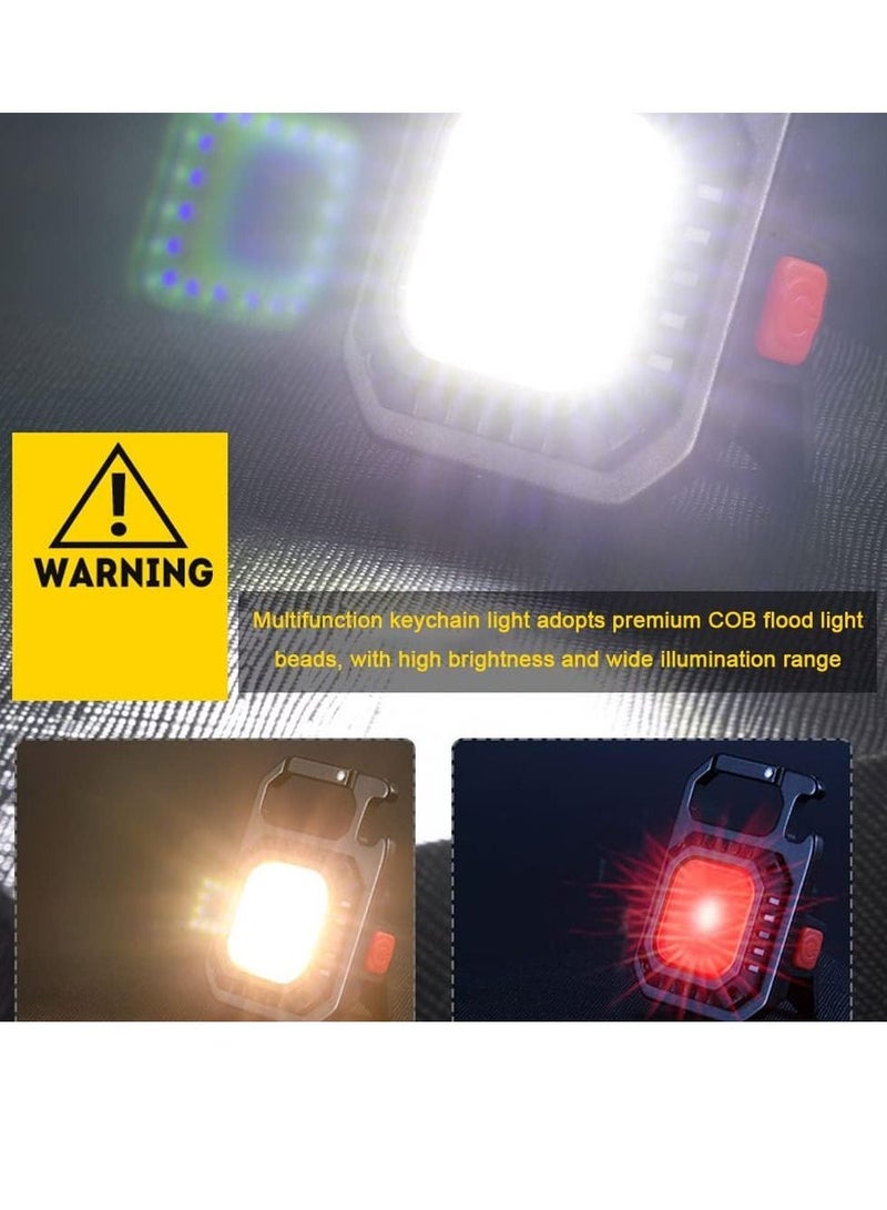 Mini COB Flashlight Portable Camping Light Rechargeable Keychain Light Emergency Light with 7 Light Modes Folding Bracket Bottle Opener Magnet Base - Image 4