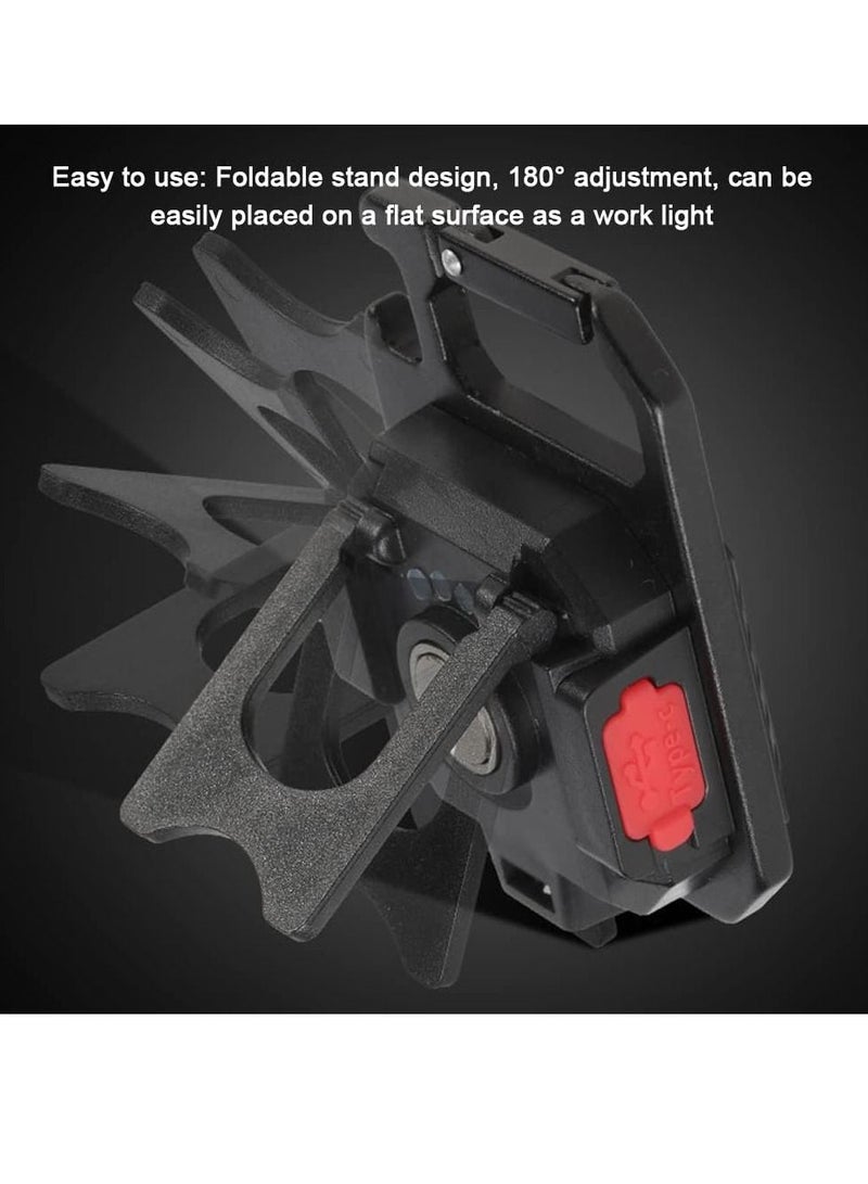 Mini COB Flashlight Portable Camping Light Rechargeable Keychain Light Emergency Light with 7 Light Modes Folding Bracket Bottle Opener Magnet Base - Image 5