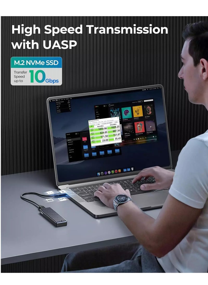 أوريكو - علبة M.2 NVMe SSD، USB 3.1 Gen 2 (10 Gbps) إلى NVMe PCI-E M.2 SSD تدعم UASP لـ NVMe SSD بحجم 2230/2242/2260/2280 (حتى 4 تيرابايت) - Image 1
