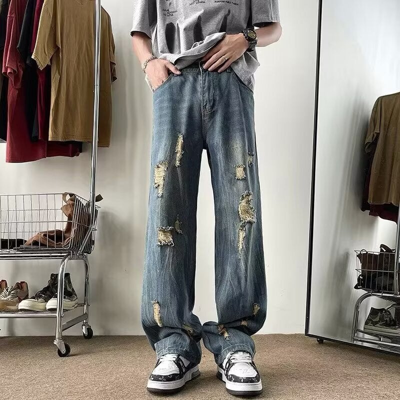 Unisex Classic Denim Jeans Loose Fit Daily Outdoor Wear - Image 1