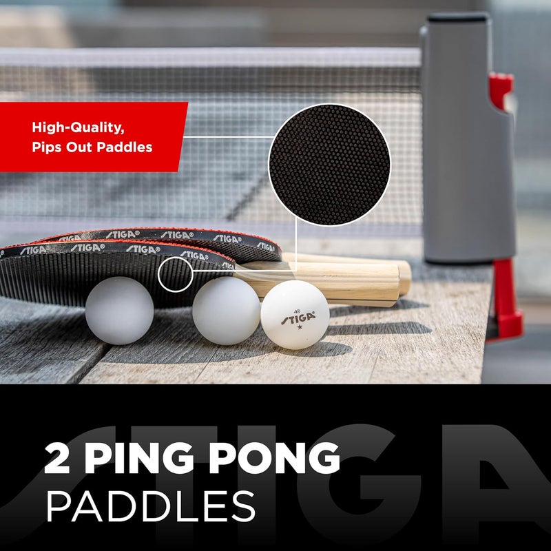 STIGA Retractable Table Tennis Set - Includes 2 Paddles, 3 Balls, and Mesh Storage Bag - Image 3