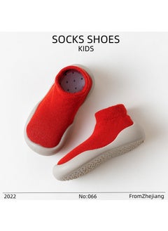 Generic Kids Cartoon Cotton Non-slip Floor Socks Spring Red (gray knitted) 