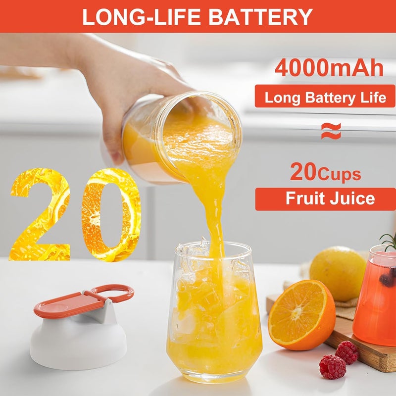 معادلة خلاط محمول، سعة 25 أونصة، مناسب لتحضير السموذي والمشروبات الباردة، مزود بـ 6 شفرات، خلاط صغير قابل للشحن عبر منفذ USB C، مناسب للاستخدام في المنزل أو المكتب أو أثناء السفر أو الذهاب إلى الجيم (لون أبيض). - Image 4