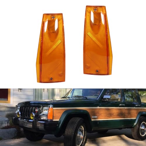 Tonsya For 1984-1996 Jeep Cherokee/1986-1992 Jeep Comanche/1984-1985 Jeep Wagoneer Front Bumper Signal Side Marker housing Amber Lens 56000110, CH2551113, 56000111, CH2550113 - Image 1