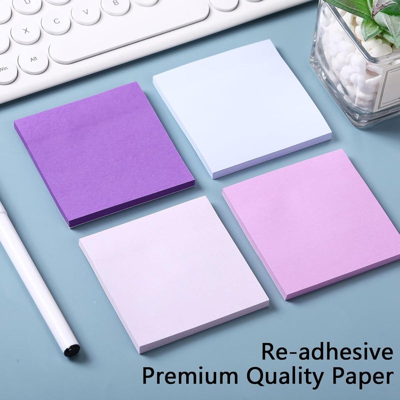 Thenshop 12 Pads Sticky Notes 3''x3'', Self Stick Notes Pads Office Supplies, 4 Gradient Colors Vintage Color 50 Sheets/pad for School,Office, Home(Gradient Purple) - Image 4