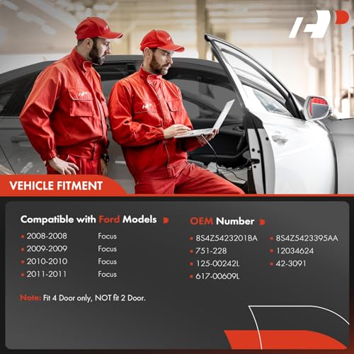 A-Premium Power Electric Window Regulator with Motor Compatible with Ford Focus 2008-2011, fits for 4-Door Sedan, Front Left Driver Side, Replace # 8S4Z5423395AA, 8S4Z5423201BA - Image 2