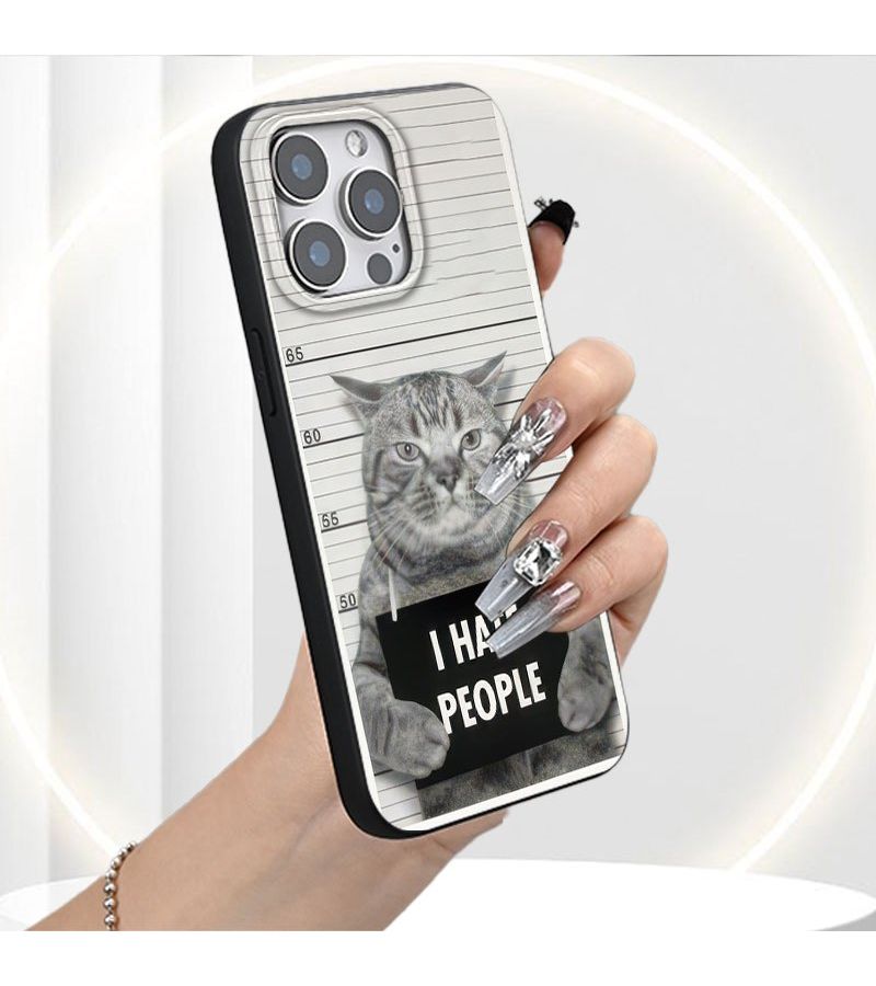 Creative Cat Pattern Shockproof Drop Proof Phone Case Compatible With iPhone 14 Plus Black - Image 3