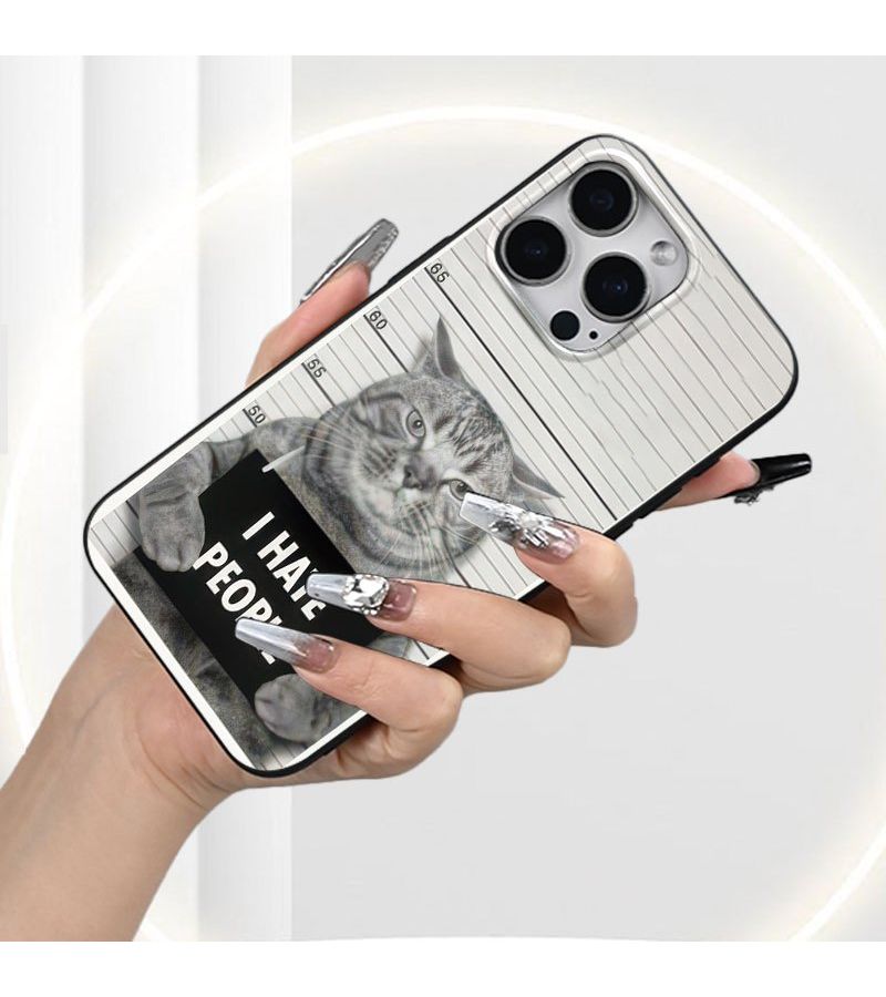 Creative Cat Pattern Shockproof Drop Proof Phone Case Compatible With iPhone 14 Plus Black - Image 5